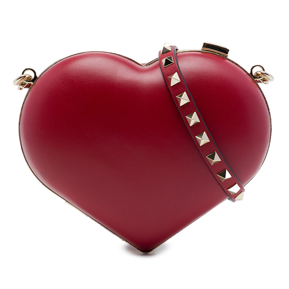 Pre-Loved Valentino Leather Rockstud Carry Secrets Heart Minaudiere Crossbody